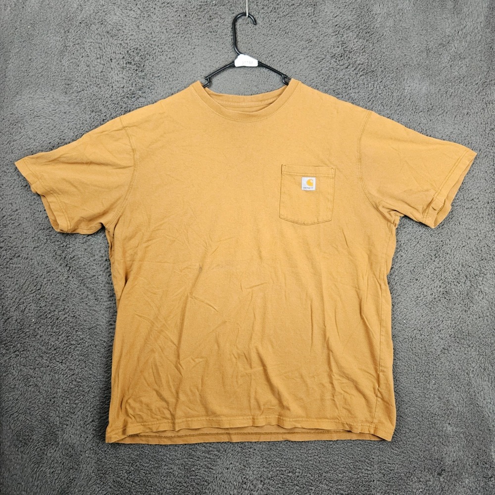 Carhartt Mens K87 Workwear‎ Pocket T-Shirt Yellow 2XL Tall Loose Fit Cotton